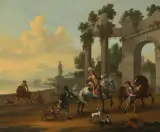 Reiter in Landschaft mit antiken Ruinen by Evert Oudendijk, oil on canvas, offered Mar 2024