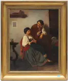 Interieur mit Spinnerin by Gennaro Guglielmi, oil on canvas, offered Mar 2024