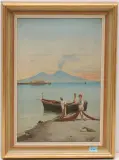 Fischer am Strand von Neapel by J. Keiser, oil on canvas, offered Mar 2024