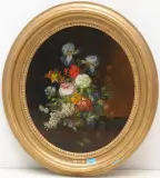 Blumenstillleben by Lina Krause, oil on panel, sold Mar 2024