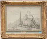 zugeschrieben Zwei Küfer in hügeliger Landschaft by Victor Pillement, pencil, sold Mar 2024