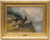 Gämse im Hochgebirge by Moritz Müller II, oil on canvas, sold Mar 2024