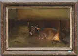 Kuh im Stall by Hans Strobl, 1940, oil on canvas, sold Mar 2024