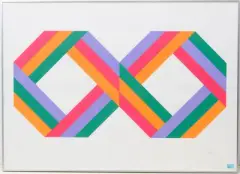 Zwei Oktagone by Max Bill, 1976, color screenprint, sold Sep 2024