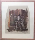 Charlie Chaplin by Rolf Knie, 1988, color screenprint, sold Sep 2024