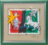 Zirkusimpressionen II by Rolf Knie, 1991, color screenprint, sold Sep 2024