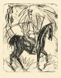 Reitender Artillerist (Meldereiter) by Ernst Ludwig Kirchner, 1915, lithograph, offered Mar 2024