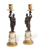 Frankreich, Louis XVI-Stil, 19.Jh by 1 Paar Kerzenleuchter "Au Chinois", bronze, sold Mar 2024