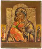 Russisch, 19.Jh by Gottesmutter von Wladimir, tempera, sold Mar 2024