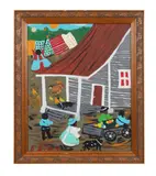 folk Art painting by Bernice Sims, oil on wood board, sold Jan 2023