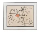 Ubu Aux Baleares" plate 22 by Joan Miró, 1971, lithograph on paper having black lines, sold Jan 2023