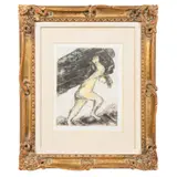 Samson Carries off the Gates of Gaza by Marc Chagall, 1958, etching with hand coloring, sold Jan 2023