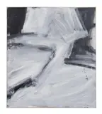 black and white abstract by James Johnson, oil on canvas, sold Jan 2023