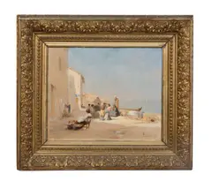 Morocco Scene," late 19th century by Adolphe Appian, oil on canvas, sold Jan 2023