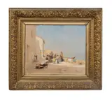 Morocco Scene," late 19th century by Adolphe Appian, oil on canvas, sold Jan 2023