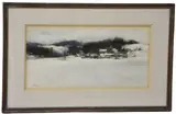 Landscape Painting "Birdland" depicting a snow covered Chester County landscape by Philip Jamison, watercolor on board, sold Dec 2024