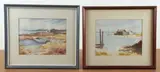 DE artist by Edward Grant, Watercolor Boat Houses" watercolor, sold Jan 2025