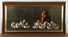 Untitled by Michael W. Huggins, oil and silver leaf on masonite, sold Jan 2025