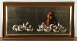 Untitled by Michael W. Huggins, oil and silver leaf on masonite, sold Jan 2025