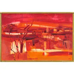 Abstract Landscape by Maurice Lapp, oil on masonite, sold Jun 2022
