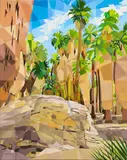 Indian Canyon by Raymundo Valdez, 2022, oil on canvas, sold Jul 2022