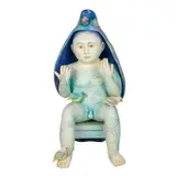 Bird and Boy by Sergio Bustamante, acrylic over ceramic sculpture, sold Jul 2022