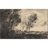 Dans les Dunes by Jean-Baptiste Camille Corot, etching, sold Jul 2022