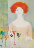 Femme aux Coupes," 1960s by Léonor Fini, lithograph in colors, sold Jul 2022