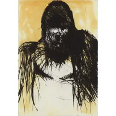 Missing Link by Nathan Oliveira, 1998, drypoint etching with spit bite aquatint in colors, sold Jul 2022