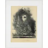 Girl Holding Rabbit by Nathan Oliveira, 1979, monotype, sold Jul 2022