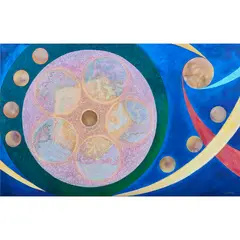 Abstract Forms by Manuel de Arce, oil and glitter on canvas, sold Jul 2022