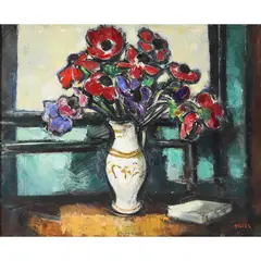 Anemones by Jean Dries, 1963, oil on canvas, sold Jul 2022