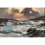 Crashing Waves by Alexander Dzigurski, oil on canvas, sold Jul 2022