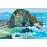 Russian Gulch Rock by William Morehouse, 1990, oil on canvas, sold Jul 2022