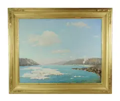 The Hudson by Charles Vezin, oil on canvas, sold Jan 2025
