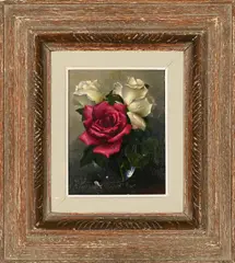 Still Life with Roses by Lev Tchistovsky, oil on board, sold Oct 2023