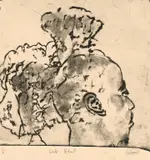 Self-Portrait by Shimane David Seemise, etching, sold Oct 2023