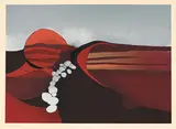 Red Landscape with White Rocks by Fred Schimmel, silkscreen, sold Dec 2023