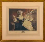 Her Grace the Duchess of Devonshire and the Right Honorable Lady Georgiana Cavendish by George Keating, 1787, Engraving in Colors, sold May 2024