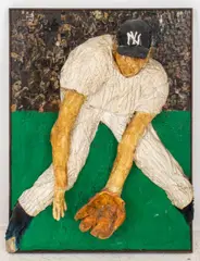 Mickey Mantle by Mary Jo Schwalbach, 1972, Mixed Media Assemblage, sold May 2024