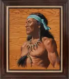 Apache by Arthur Sarnoff, Oil on Wood Board, sold May 2024