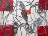Mystic Magpie by Hunt Slonem, 1992, Oil on Canvas, sold May 2024