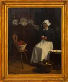 Peeling Apples by Edward Bernard Fulde, 1905, Oil on Canvas, sold May 2024