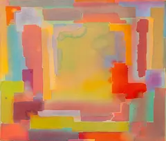 Polychrome Abstract Composition by Bob Duran, 1973, Acrylic Wash on Canvas, sold May 2024