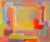 Polychrome Abstract Composition by Bob Duran, 1973, Acrylic Wash on Canvas, sold May 2024
