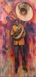 Tuba Player by Viteri Munoz, Acrylic on Cloth, sold May 2024