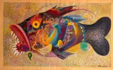 Abstract Fish by Nikita Denisenkov, Oil on Canvas, sold May 2024