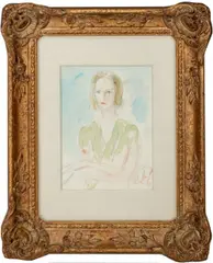 Woman in Green by Simka Simkhovitch, Watercolor on Paper, sold May 2024