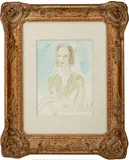 Woman in Green by Simka Simkhovitch, Watercolor on Paper, sold May 2024