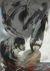 Untitled by Russ Mills Aka Byroglyphics, mixed media and acrylic on canvas, offered Aug 2023